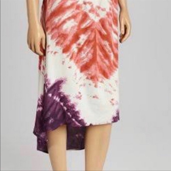 Angie Women's Tie Dye Red and Blue Strapless Long Maxi Dress - Picture 3 of 14